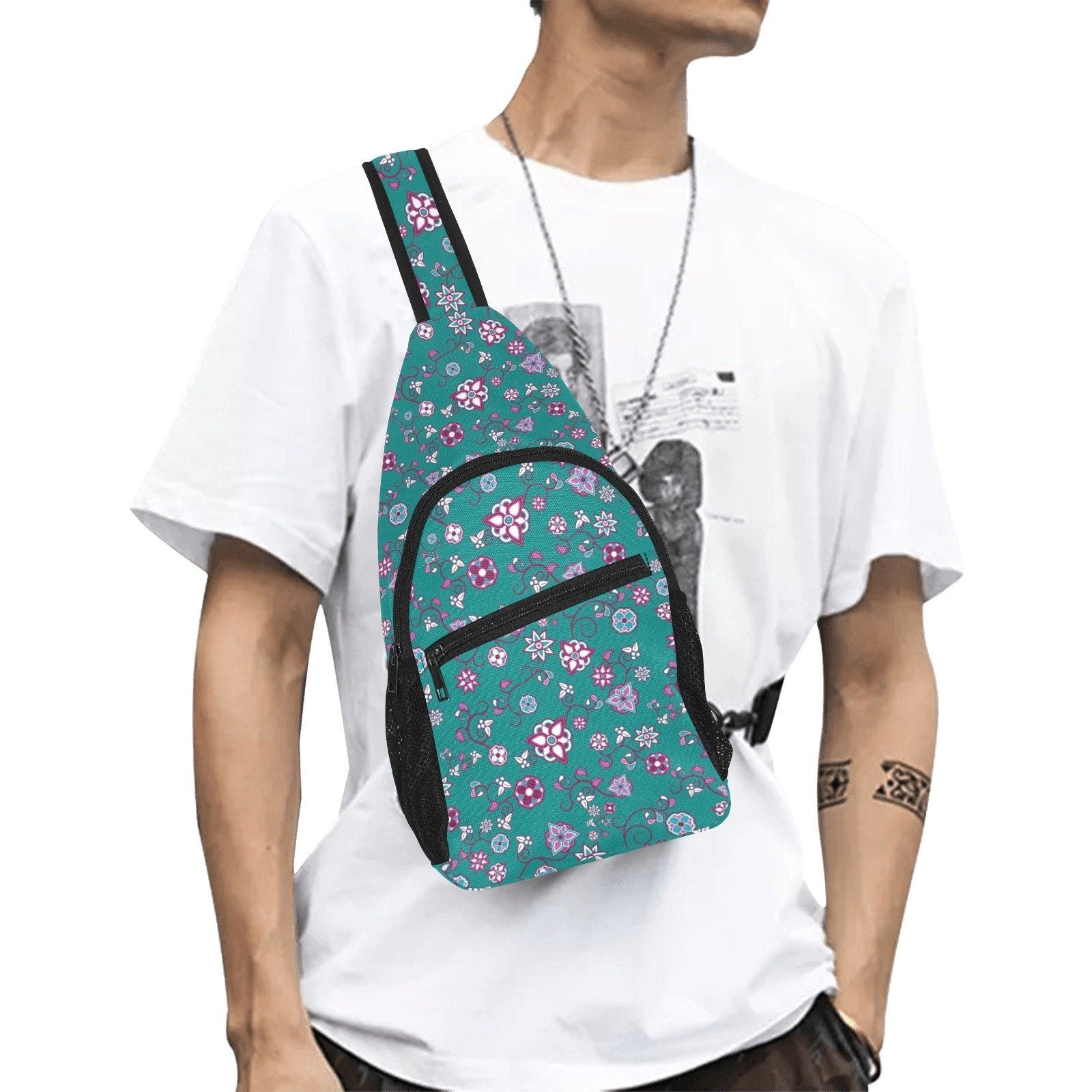 Burgundy Bloom All Over Print Chest Bag (Model 1719) All Over Print Chest Bag (1719) e-joyer