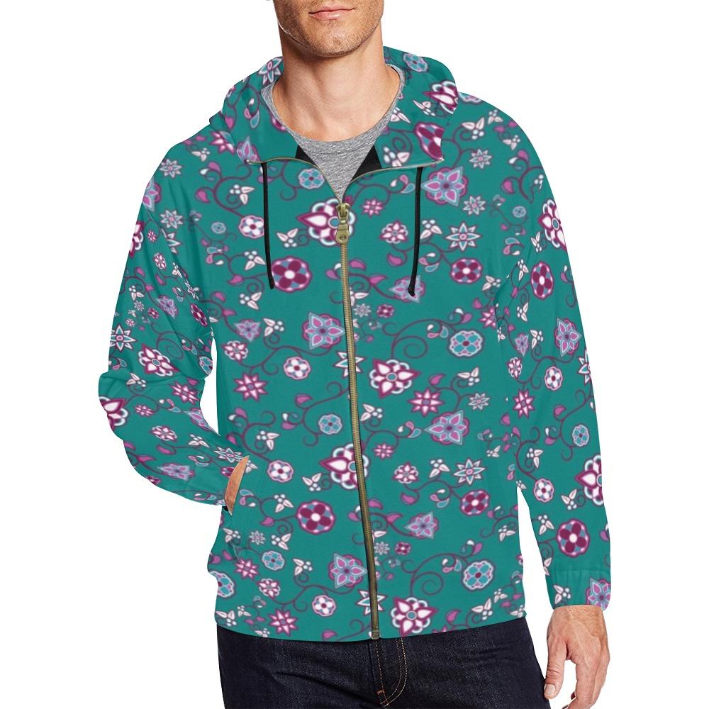 Burgundy Bloom All Over Print Full Zip Hoodie for Men (Model H14) All Over Print Full Zip Hoodie for Men (H14) e-joyer
