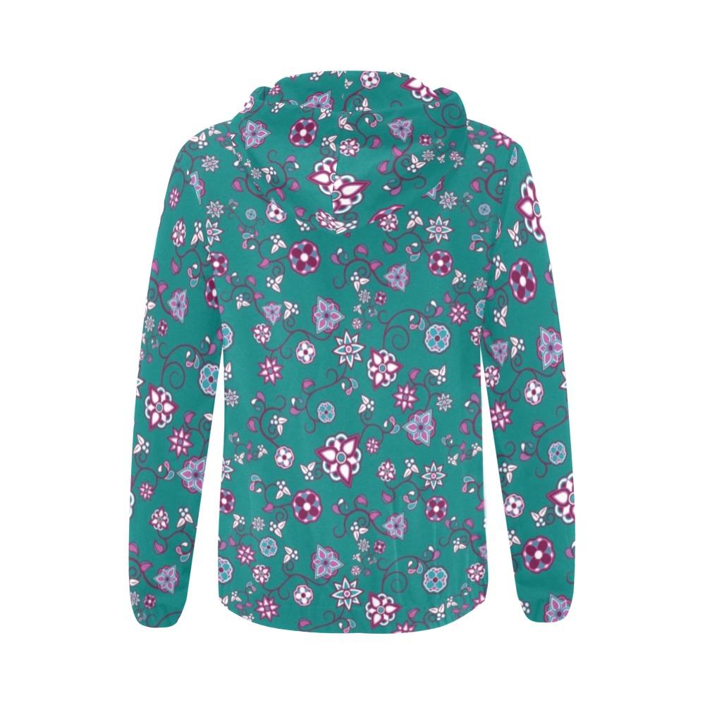 Burgundy Bloom All Over Print Full Zip Hoodie for Women (Model H14) All Over Print Full Zip Hoodie for Women (H14) e-joyer