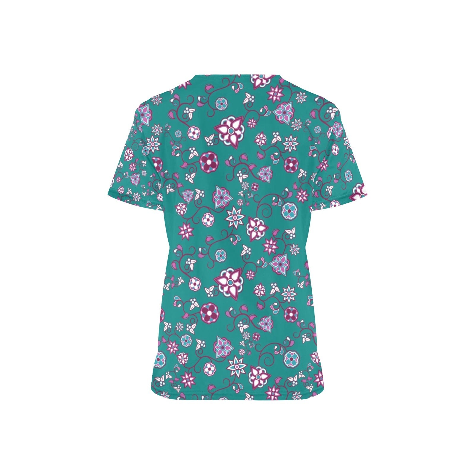 Burgundy Bloom All Over Print Scrub Top Scrub Top e-joyer