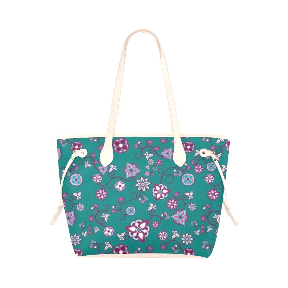 Burgundy Bloom Clover Canvas Tote Bag (Model 1661) Clover Canvas Tote Bag (1661) e-joyer