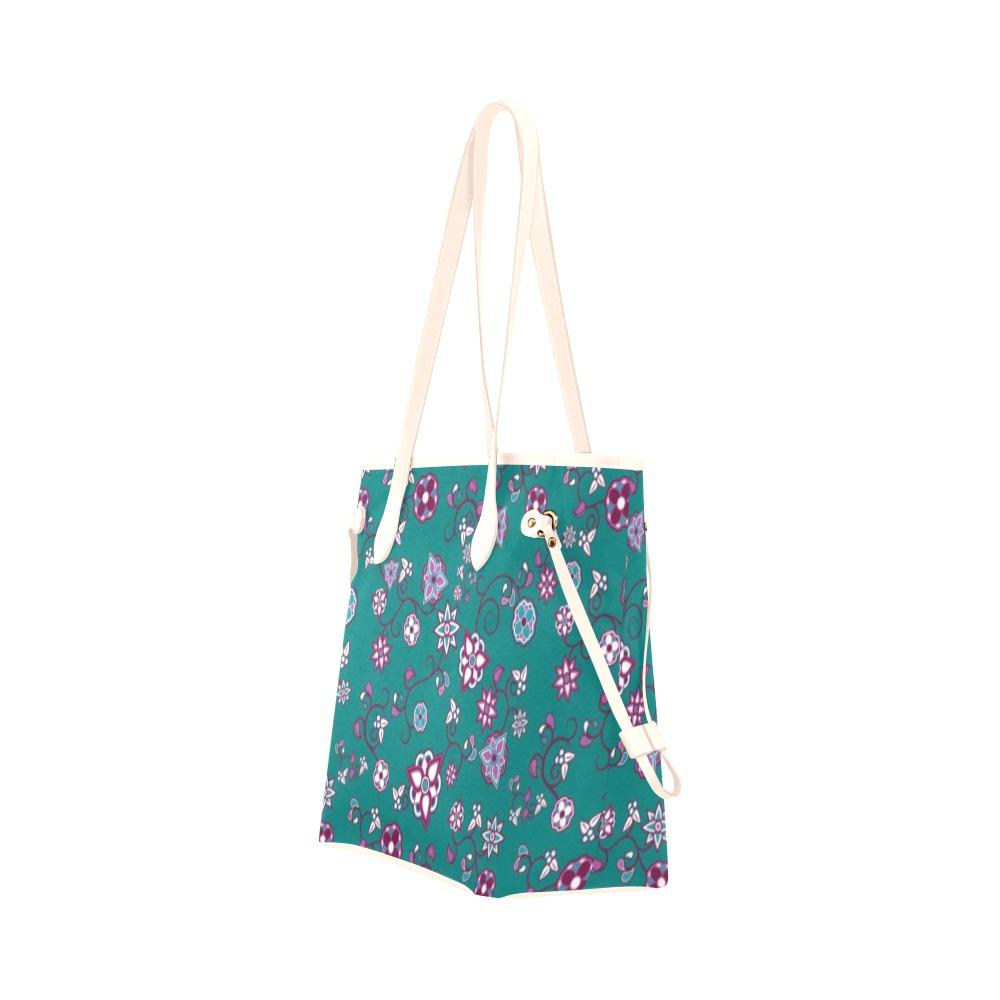 Burgundy Bloom Clover Canvas Tote Bag (Model 1661) Clover Canvas Tote Bag (1661) e-joyer