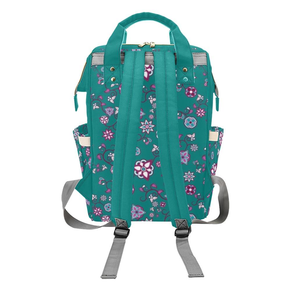 Burgundy Bloom Multi-Function Diaper Backpack/Diaper Bag (Model 1688) bag e-joyer