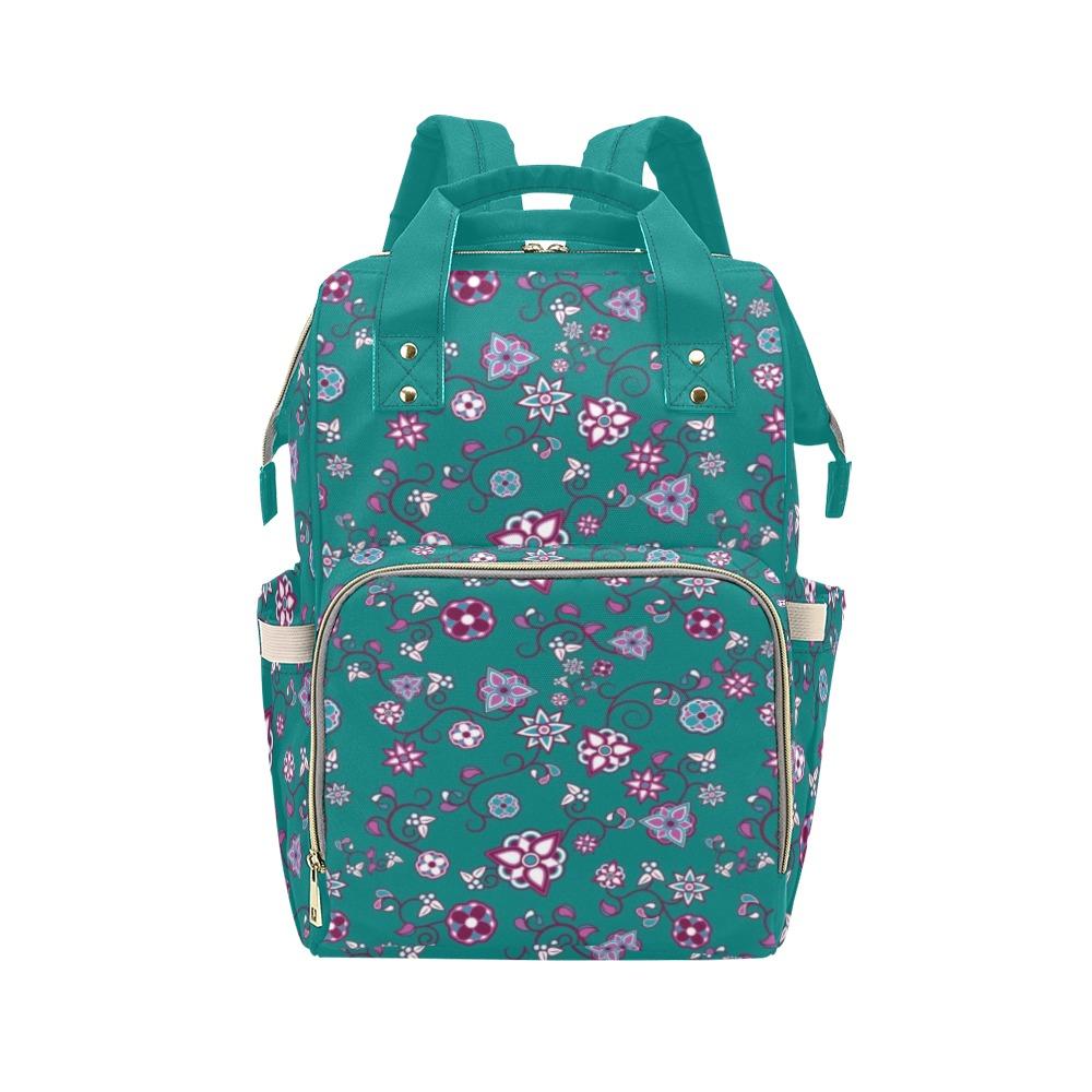 Burgundy Bloom Multi-Function Diaper Backpack/Diaper Bag (Model 1688) bag e-joyer