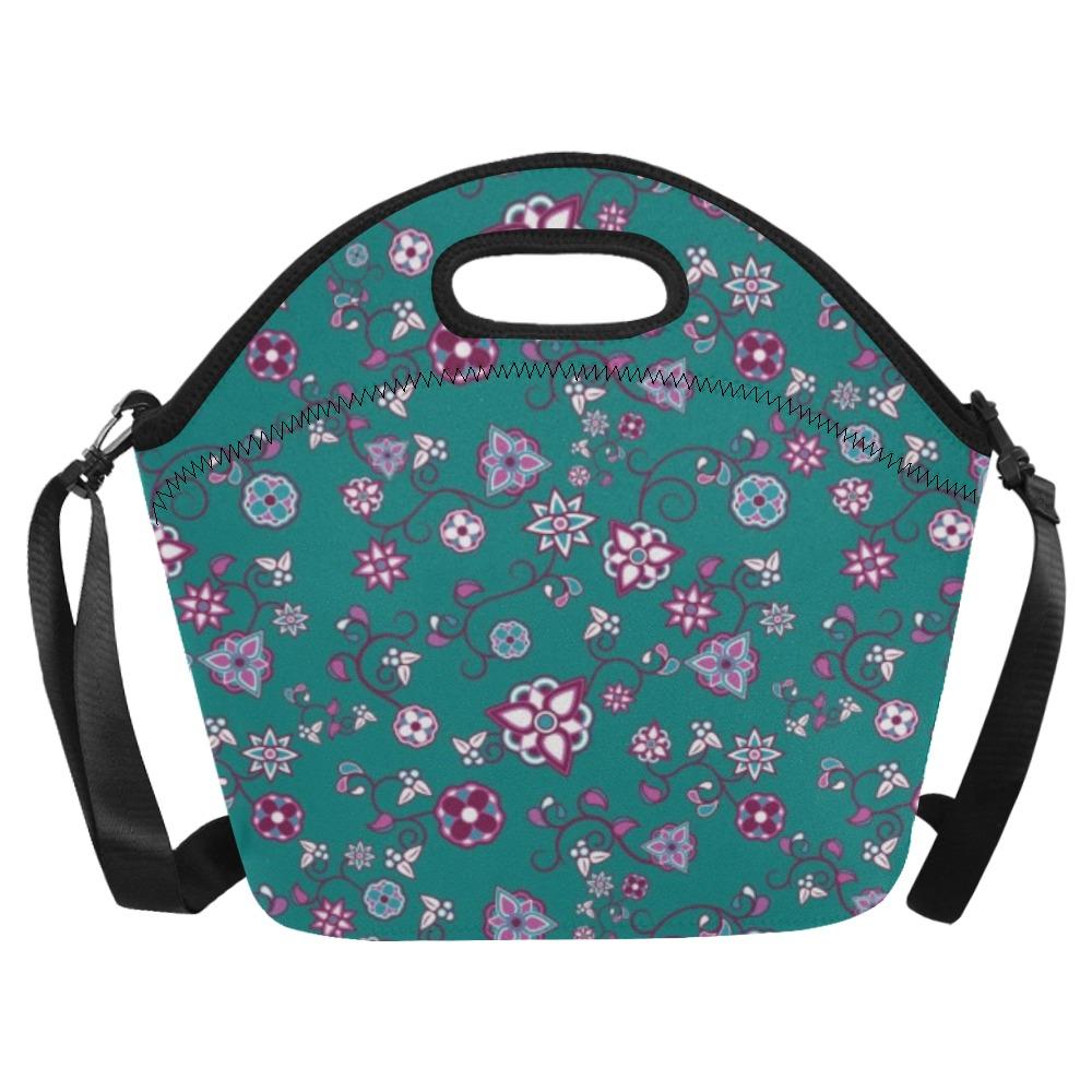 Burgundy Bloom Neoprene Lunch Bag/Large (Model 1669) bag e-joyer