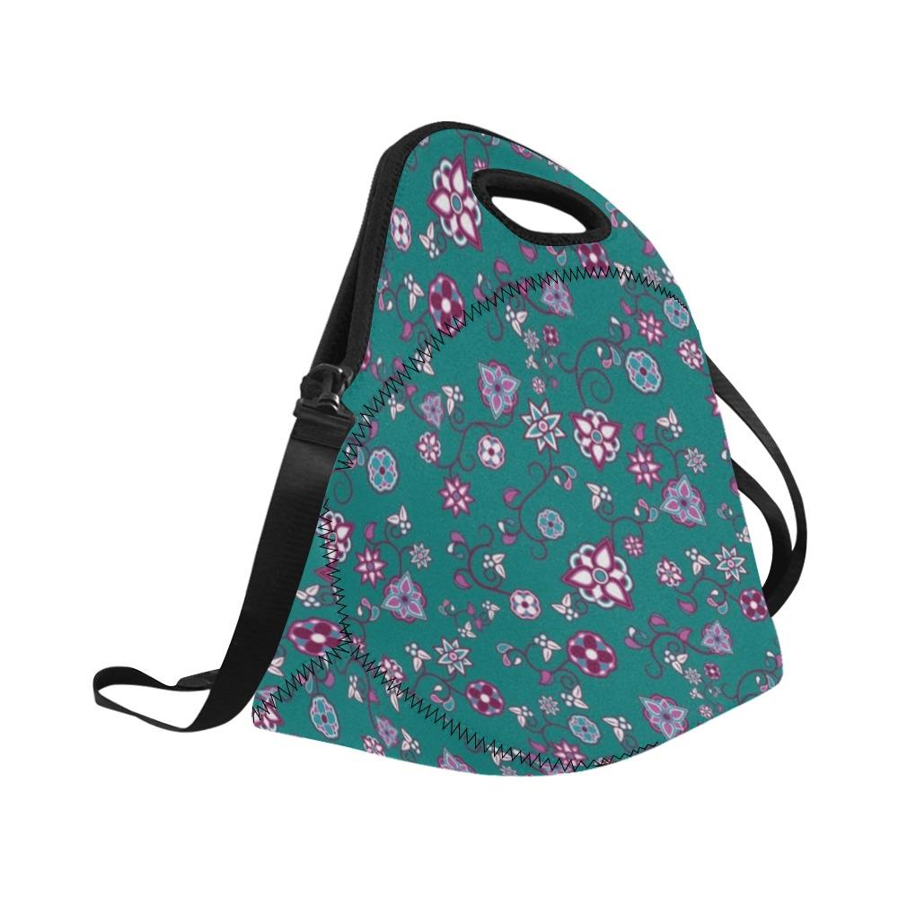 Burgundy Bloom Neoprene Lunch Bag/Large (Model 1669) bag e-joyer
