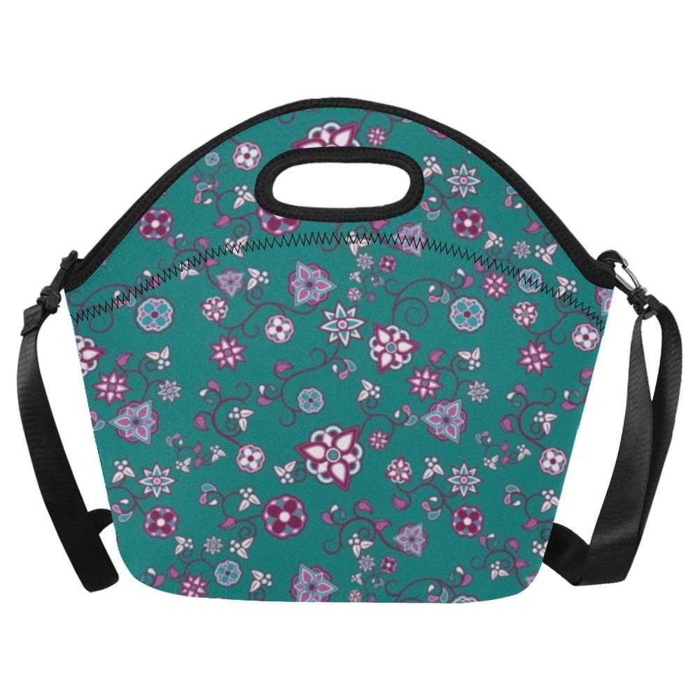 Burgundy Bloom Neoprene Lunch Bag/Large (Model 1669) bag e-joyer