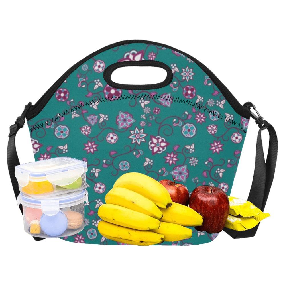 Burgundy Bloom Neoprene Lunch Bag/Large (Model 1669) bag e-joyer