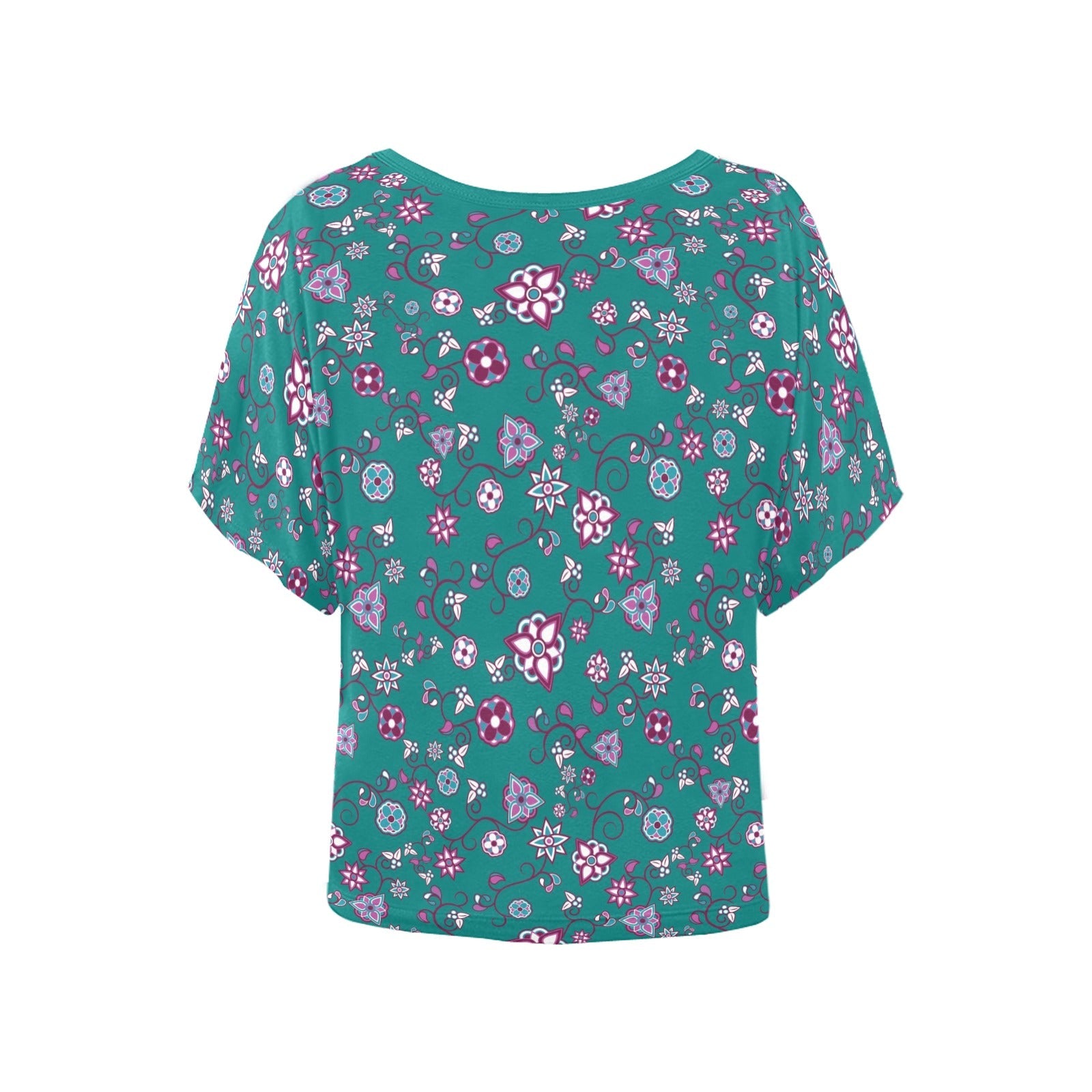 Burgundy Bloom Women's Batwing-Sleeved Blouse T shirt (Model T44) Women's Batwing-Sleeved Blouse T shirt (T44) e-joyer