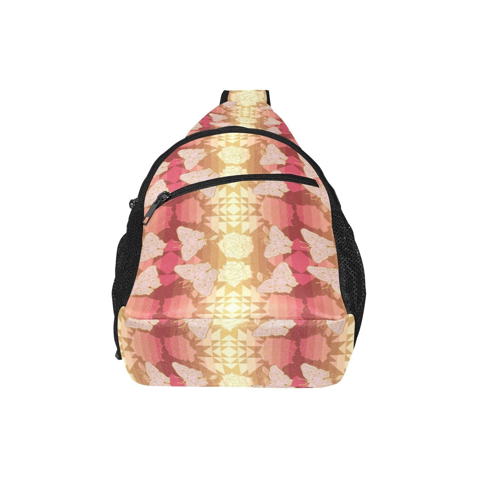 Butterfly and Roses on Geometric All Over Print Chest Bag (Model 1719) All Over Print Chest Bag (1719) e-joyer
