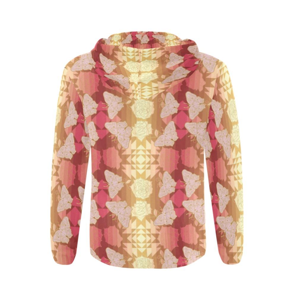 Butterfly and Roses on Geometric All Over Print Full Zip Hoodie for Men (Model H14) All Over Print Full Zip Hoodie for Men (H14) e-joyer