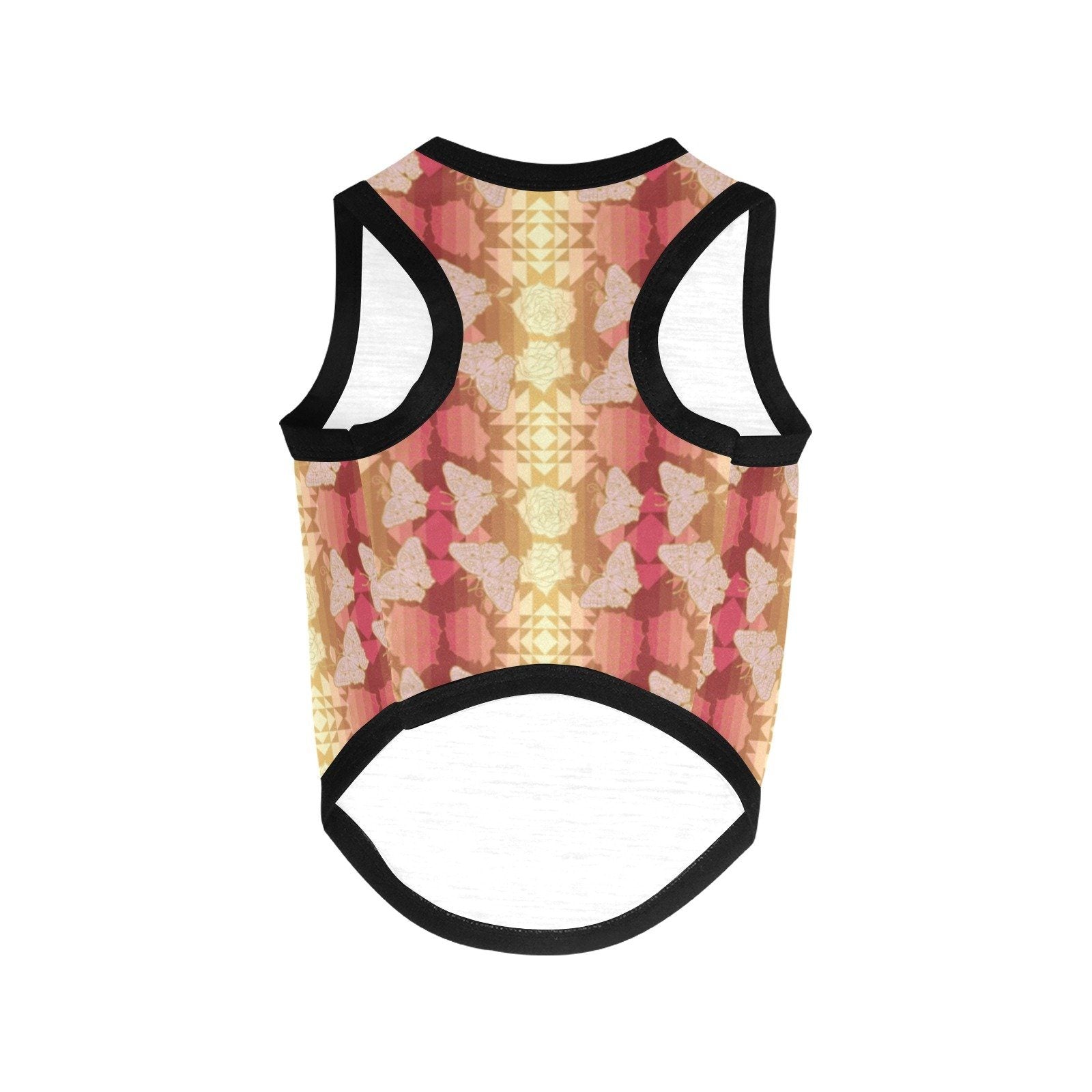 Butterfly and Roses on Geometric All Over Print Pet Tank Top Pet Tank Top e-joyer