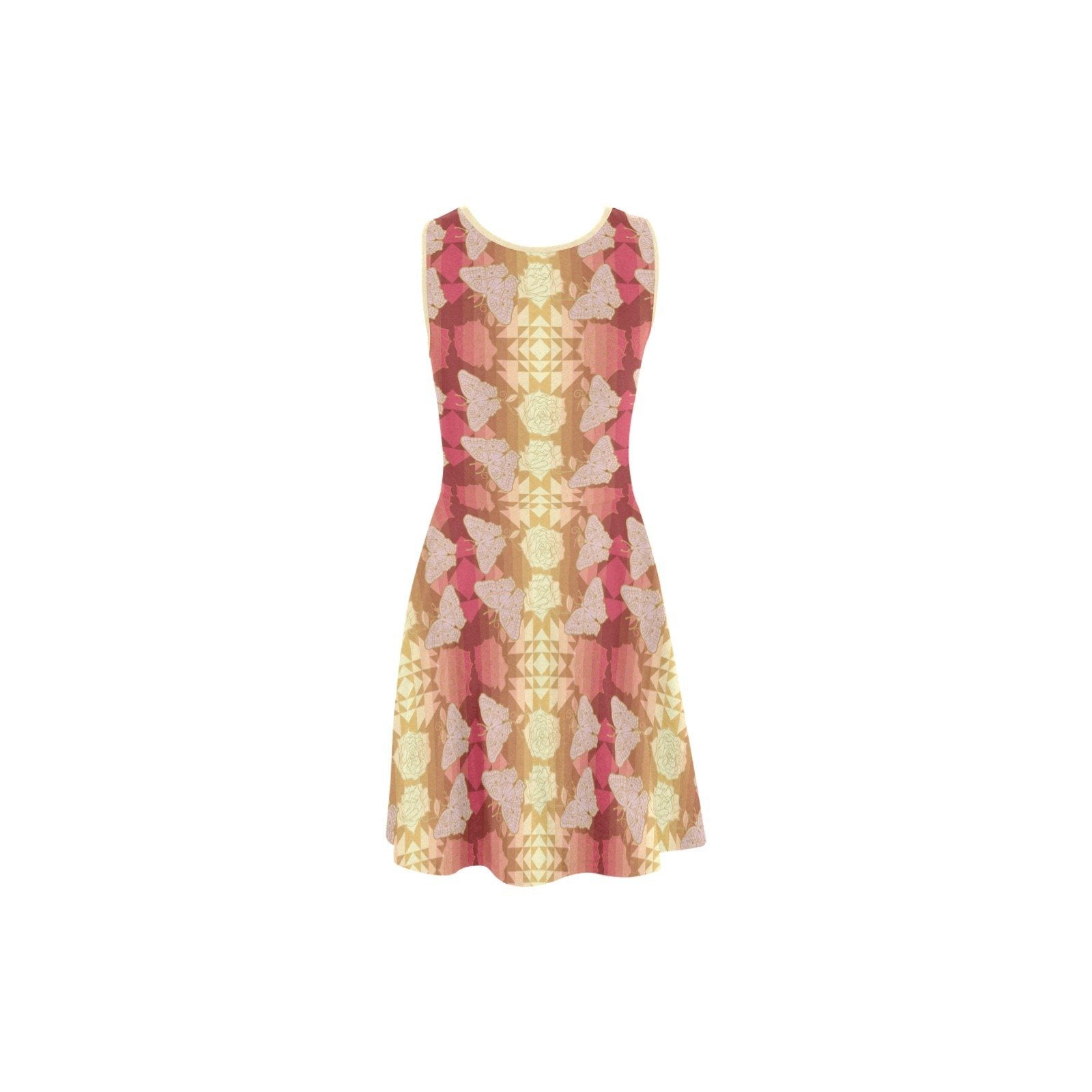 Butterfly and Roses on Geometric Atalanta Sundress (Model D04) Atalanta Sundress (D04) e-joyer