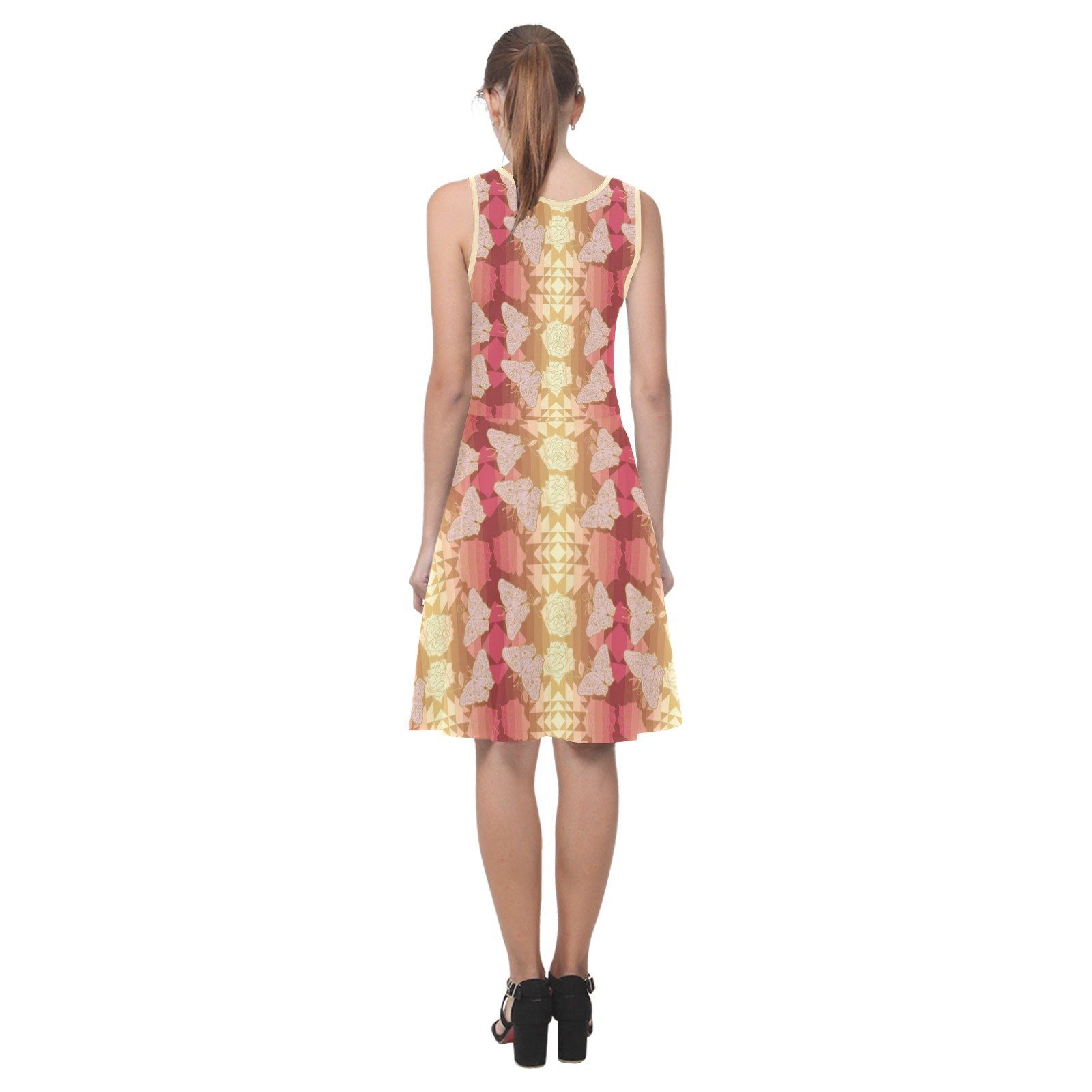 Butterfly and Roses on Geometric Atalanta Sundress (Model D04) Atalanta Sundress (D04) e-joyer