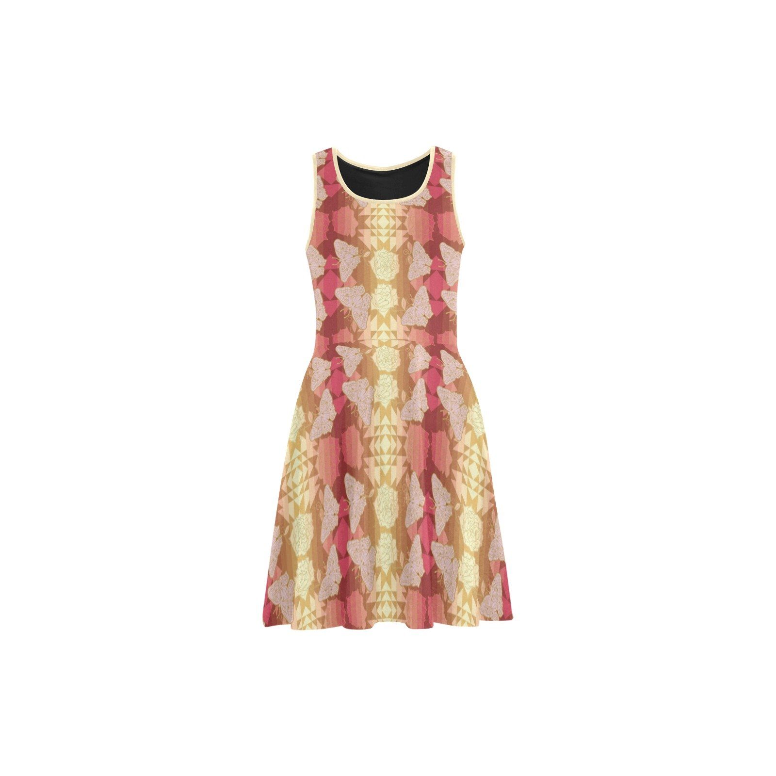 Butterfly and Roses on Geometric Atalanta Sundress (Model D04) Atalanta Sundress (D04) e-joyer