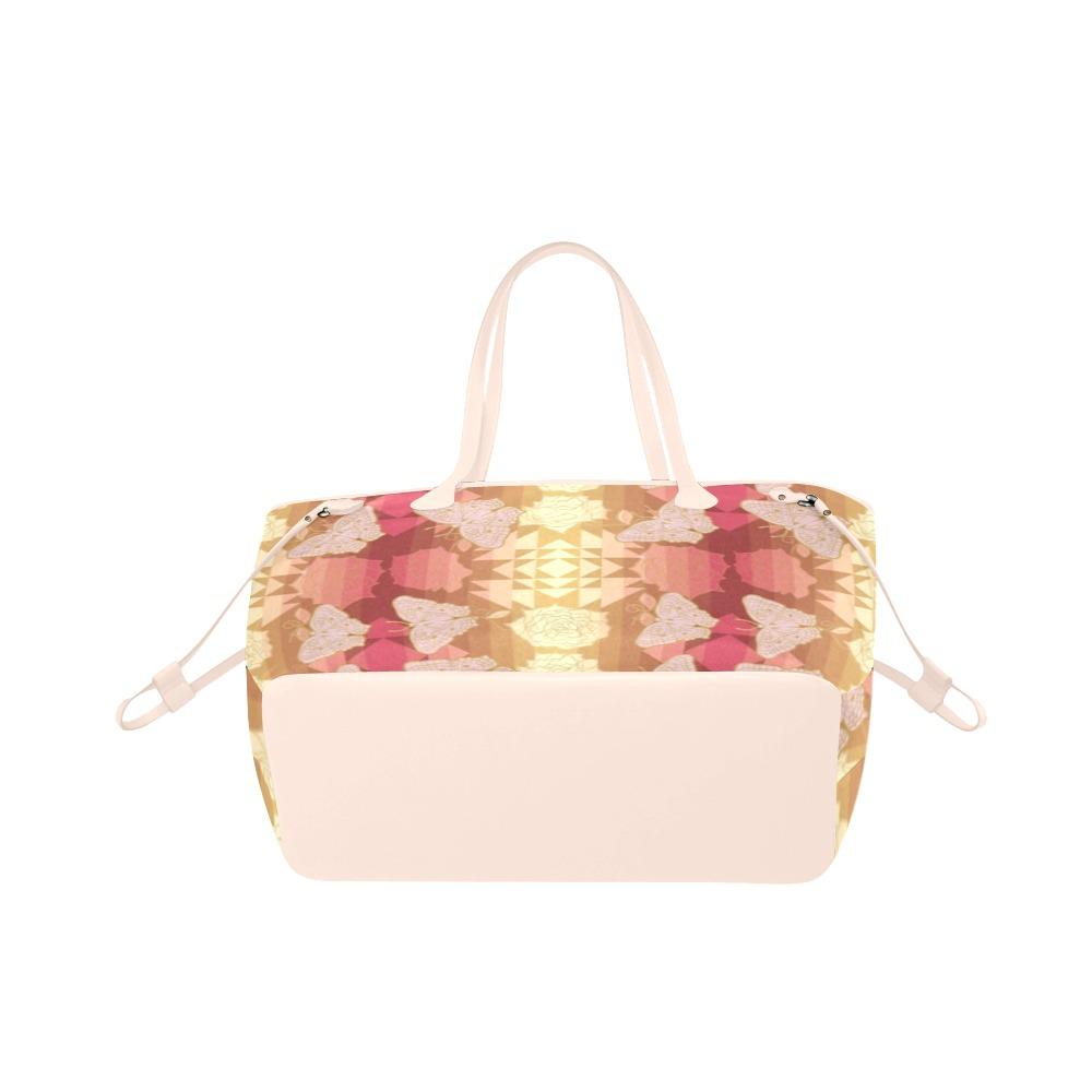 Butterfly and Roses on Geometric Clover Canvas Tote Bag (Model 1661) Clover Canvas Tote Bag (1661) e-joyer