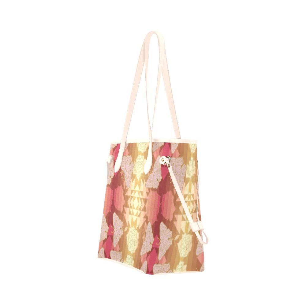 Butterfly and Roses on Geometric Clover Canvas Tote Bag (Model 1661) Clover Canvas Tote Bag (1661) e-joyer