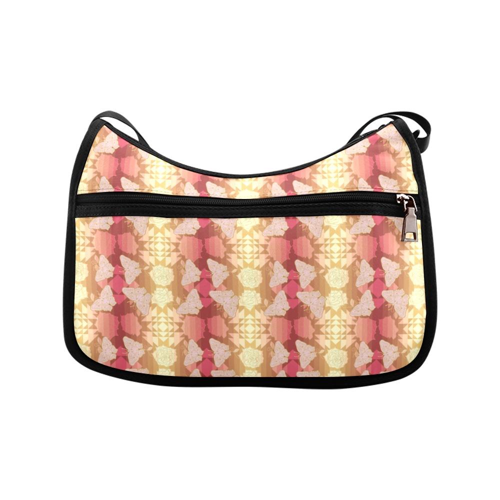 Butterfly and Roses on Geometric Crossbody Bags (Model 1616) Crossbody Bags (1616) e-joyer