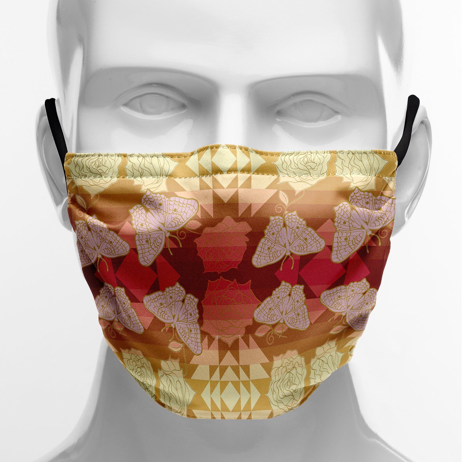 Butterfly and Roses on Geometric Face Cover Herman