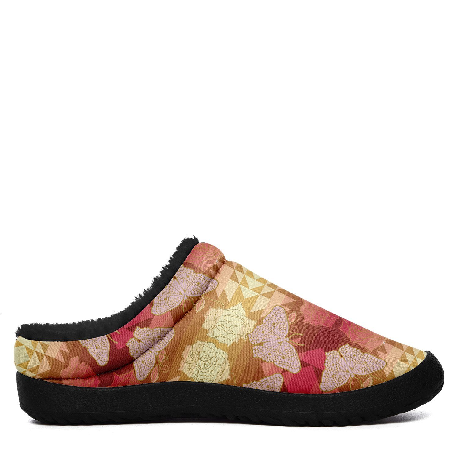 Butterfly and Roses on Geometric Ikinnii Indoor Slipper 49 Dzine