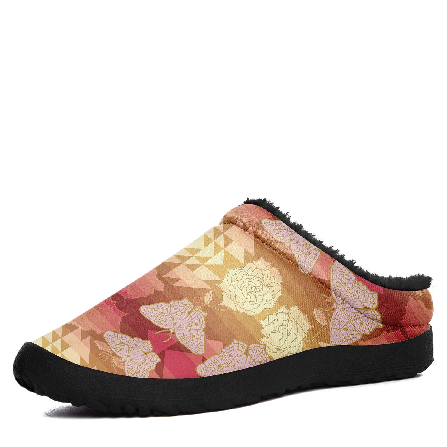 Butterfly and Roses on Geometric Ikinnii Indoor Slipper 49 Dzine