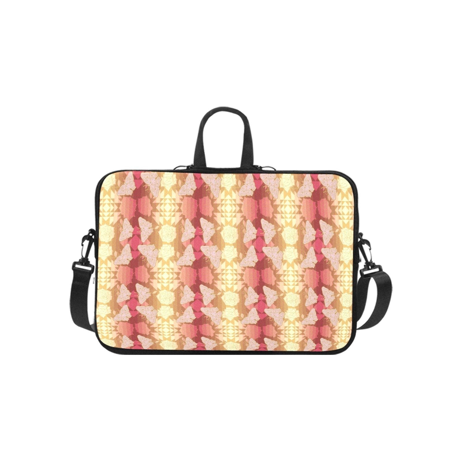 Butterfly and Roses on Geometric Laptop Handbags 14" bag e-joyer
