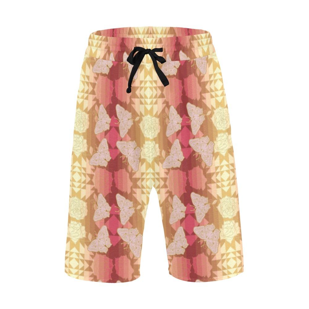 Butterfly and Roses on Geometric Men's All Over Print Casual Shorts (Model L23) short e-joyer