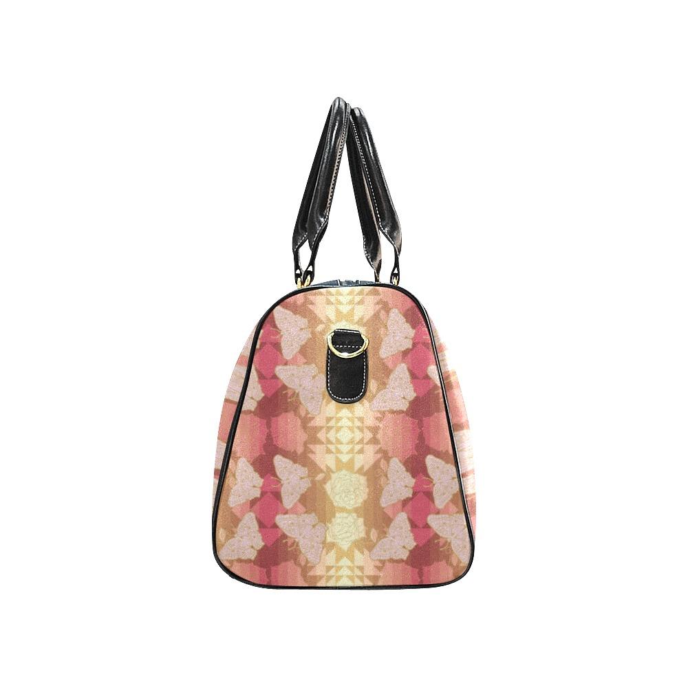 Butterfly and Roses on Geometric New Waterproof Travel Bag/Small (Model 1639) bag e-joyer