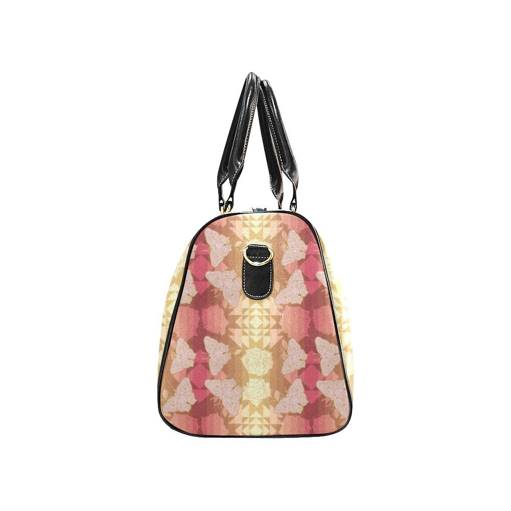 Butterfly and Roses on Geometric New Waterproof Travel Bag/Small (Model 1639) bag e-joyer