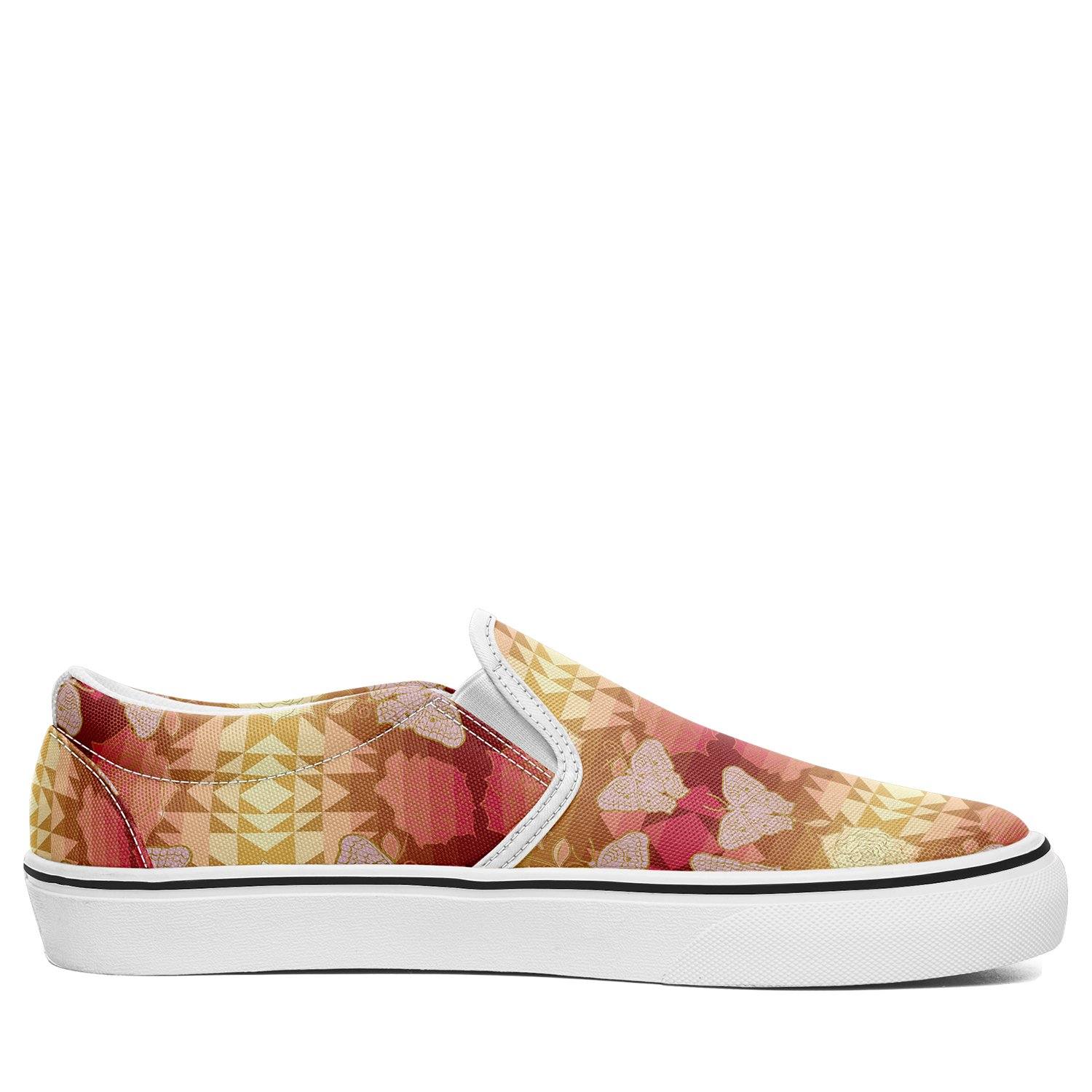 Butterfly and Roses on Geometric Otoyimm Kid's Canvas Slip On Shoes otoyimm Herman