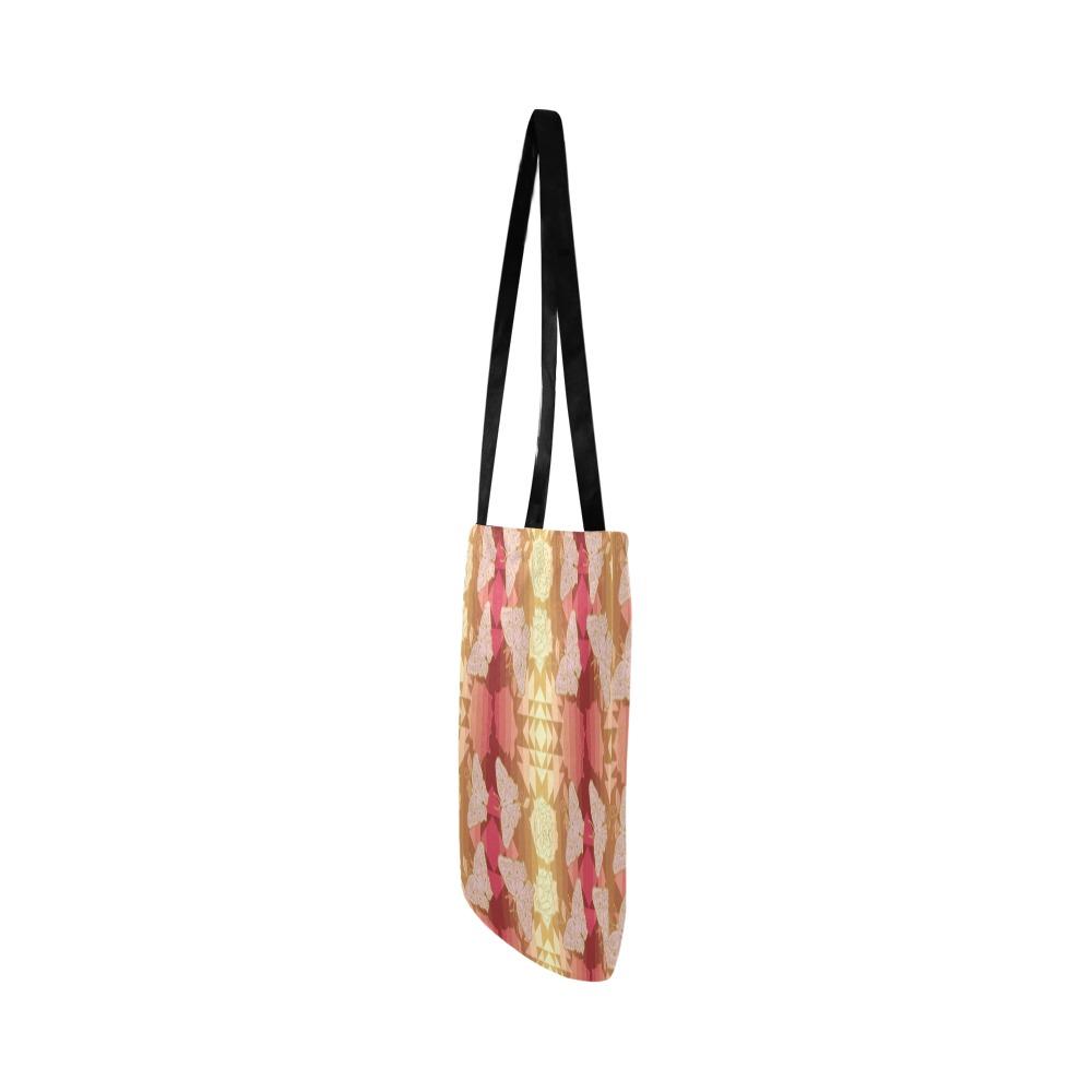 Butterfly and Roses on Geometric Reusable Shopping Bag Model 1660 (Two sides) Shopping Tote Bag (1660) e-joyer