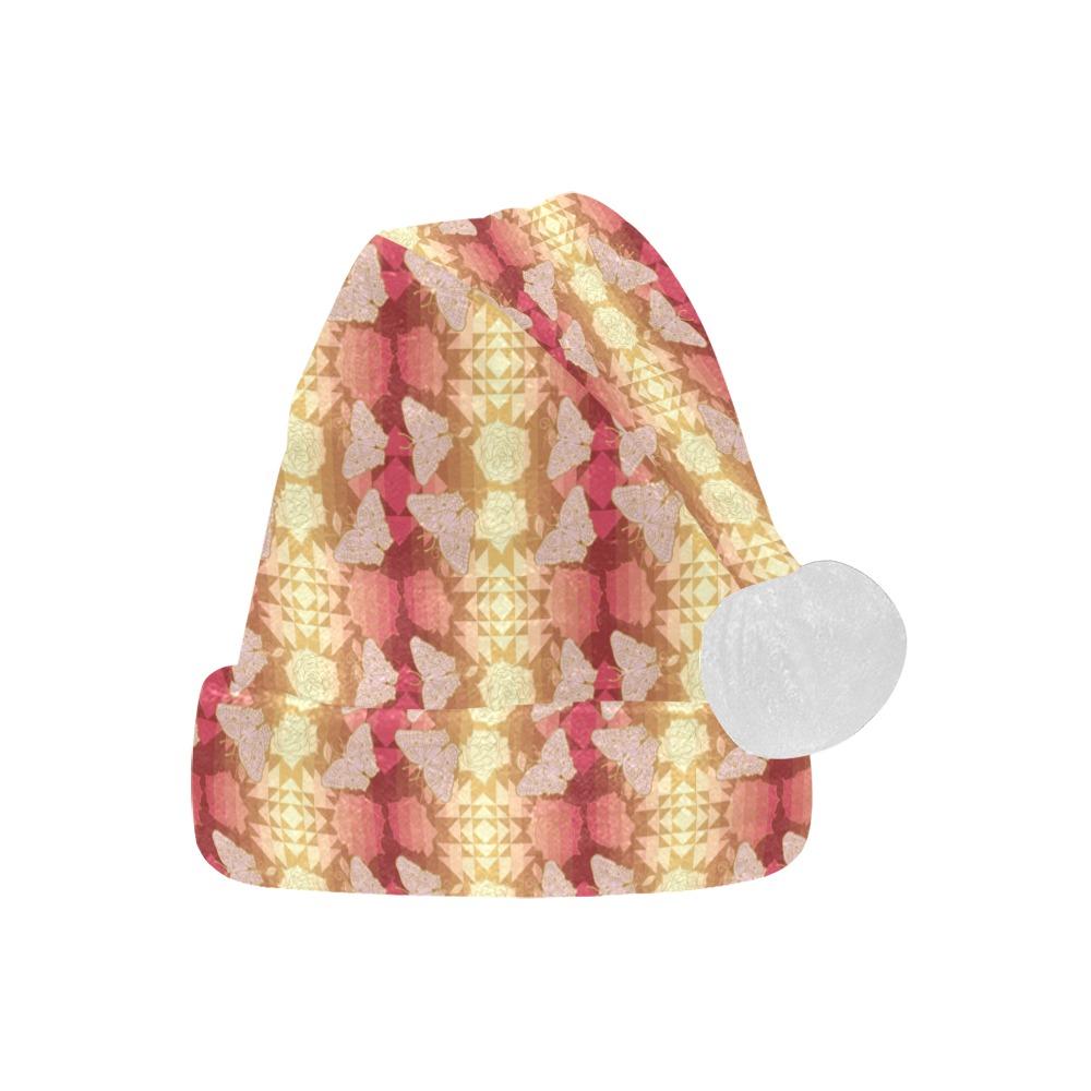 Butterfly and Roses on Geometric Santa Hat Santa Hat e-joyer
