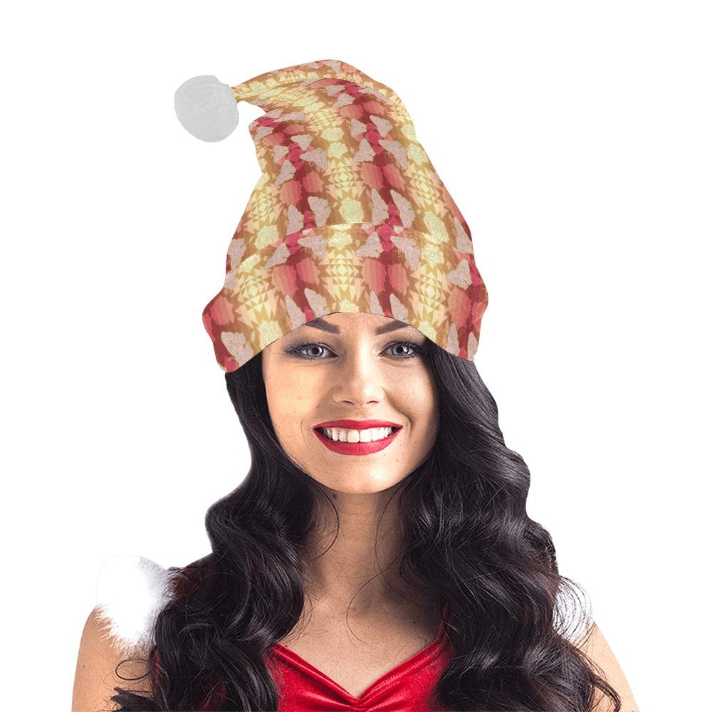 Butterfly and Roses on Geometric Santa Hat Santa Hat e-joyer