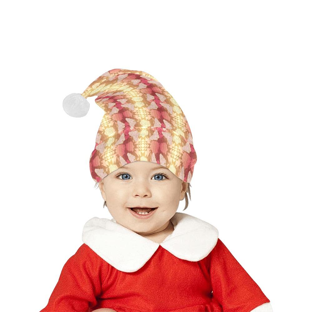 Butterfly and Roses on Geometric Santa Hat Santa Hat e-joyer
