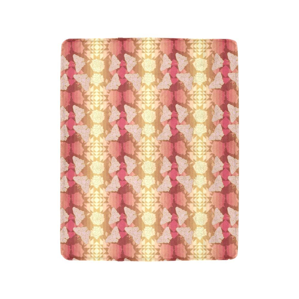 Butterfly and Roses on Geometric Ultra-Soft Micro Fleece Blanket 40"x50" Ultra-Soft Blanket 40''x50'' e-joyer