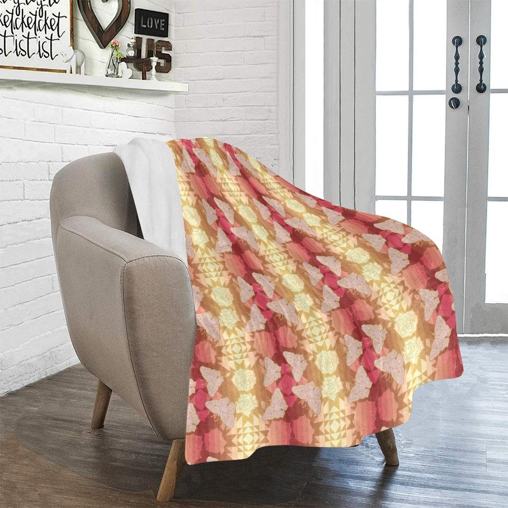 Butterfly and Roses on Geometric Ultra-Soft Micro Fleece Blanket 40"x50" Ultra-Soft Blanket 40''x50'' e-joyer