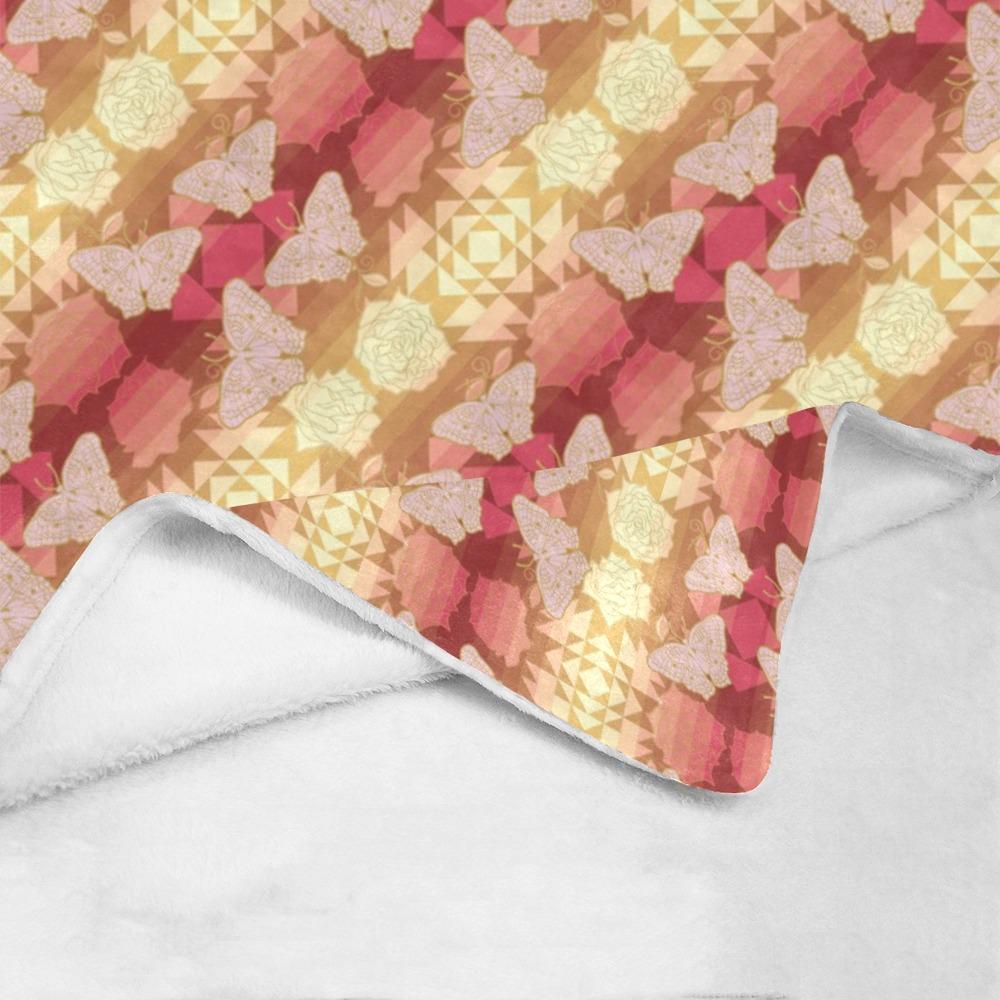 Butterfly and Roses on Geometric Ultra-Soft Micro Fleece Blanket 60"x80" Ultra-Soft Blanket 60''x80'' e-joyer