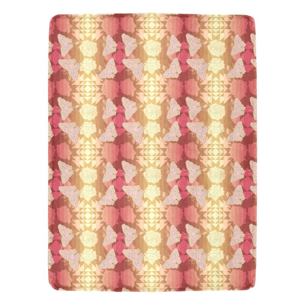 Butterfly and Roses on Geometric Ultra-Soft Micro Fleece Blanket 60"x80" Ultra-Soft Blanket 60''x80'' e-joyer