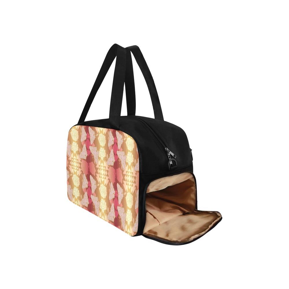 Butterfly and Roses on Geometric Weekend Travel Bag (Model 1671) bag e-joyer