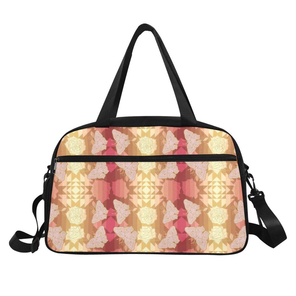 Butterfly and Roses on Geometric Weekend Travel Bag (Model 1671) bag e-joyer