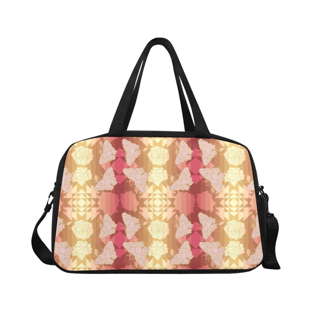 Butterfly and Roses on Geometric Weekend Travel Bag (Model 1671) bag e-joyer