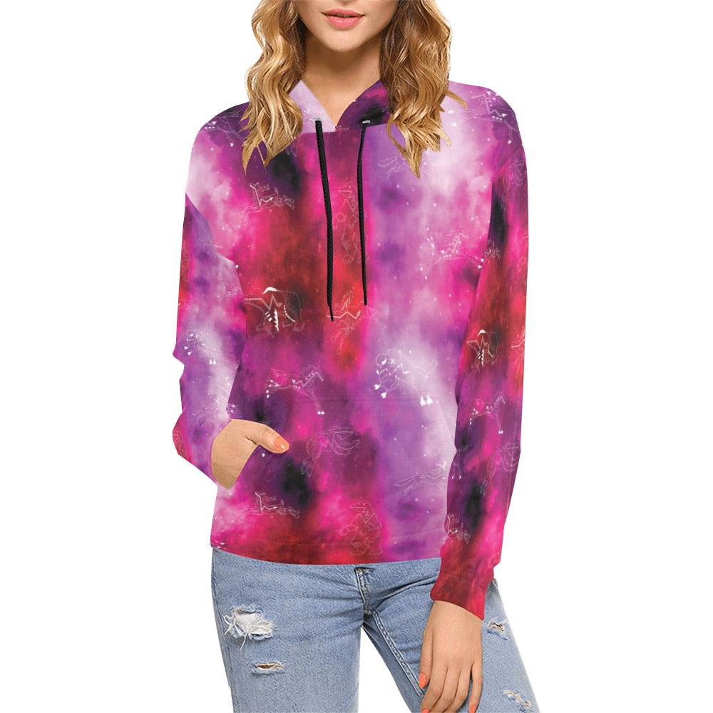 Animal Ancestors 8 Gaseous Clouds Pink and Red Hoodie for Women (USA Size)