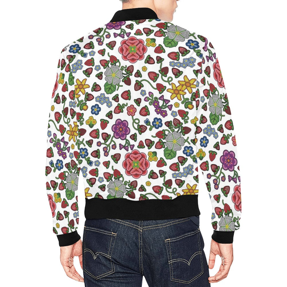 Berry Pop White All Over Print Bomber Jacket for Men