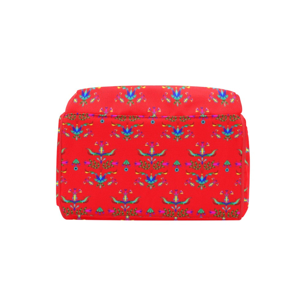 Dakota Damask Red Multi-Function Diaper Backpack/Diaper Bag