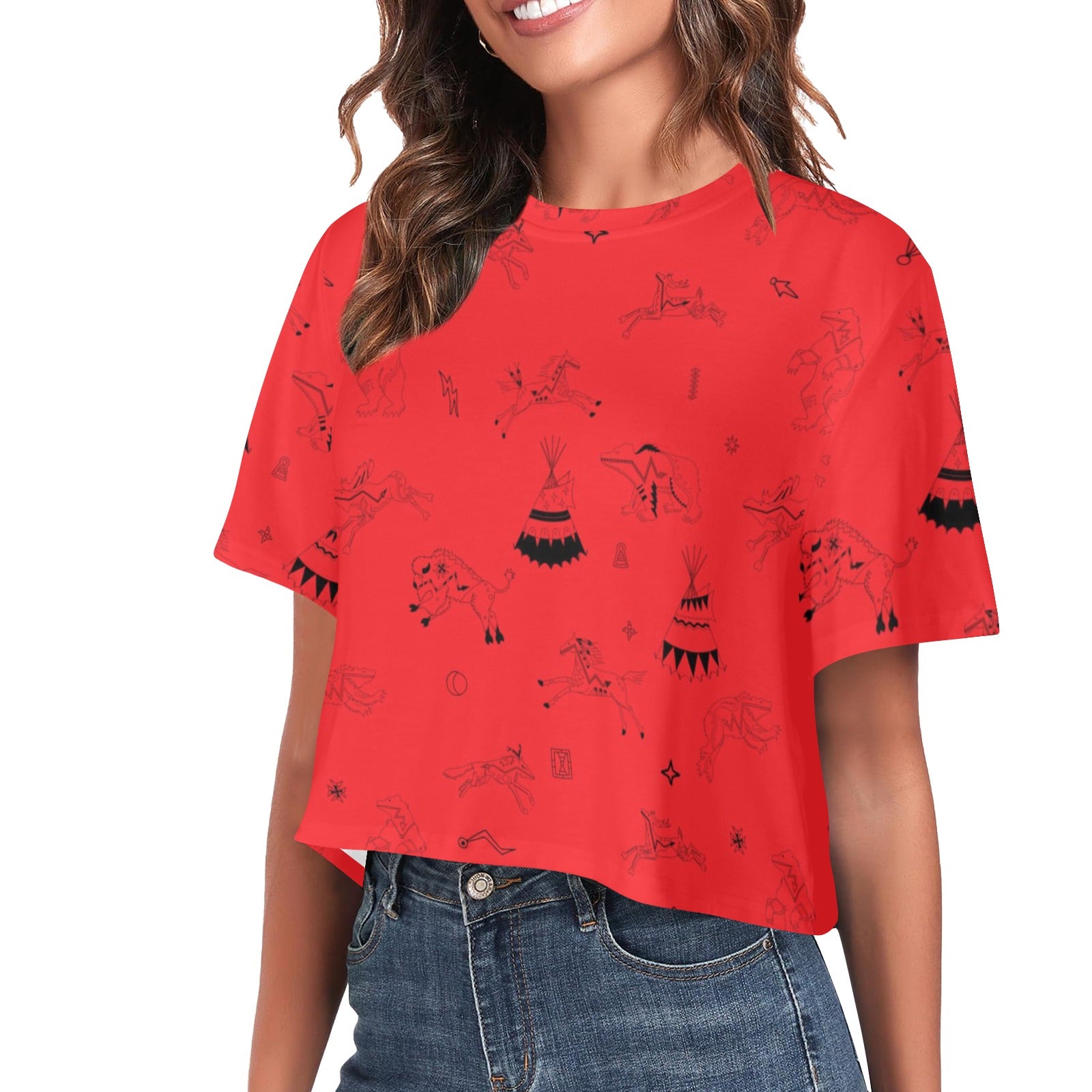 Ledger Dables Red Women's Cropped T-shirt