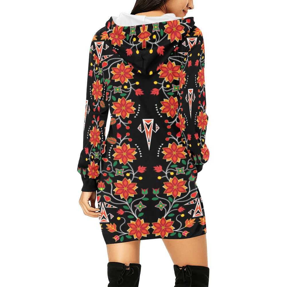 Floral Beadwork Six Bands Hoodie Dress