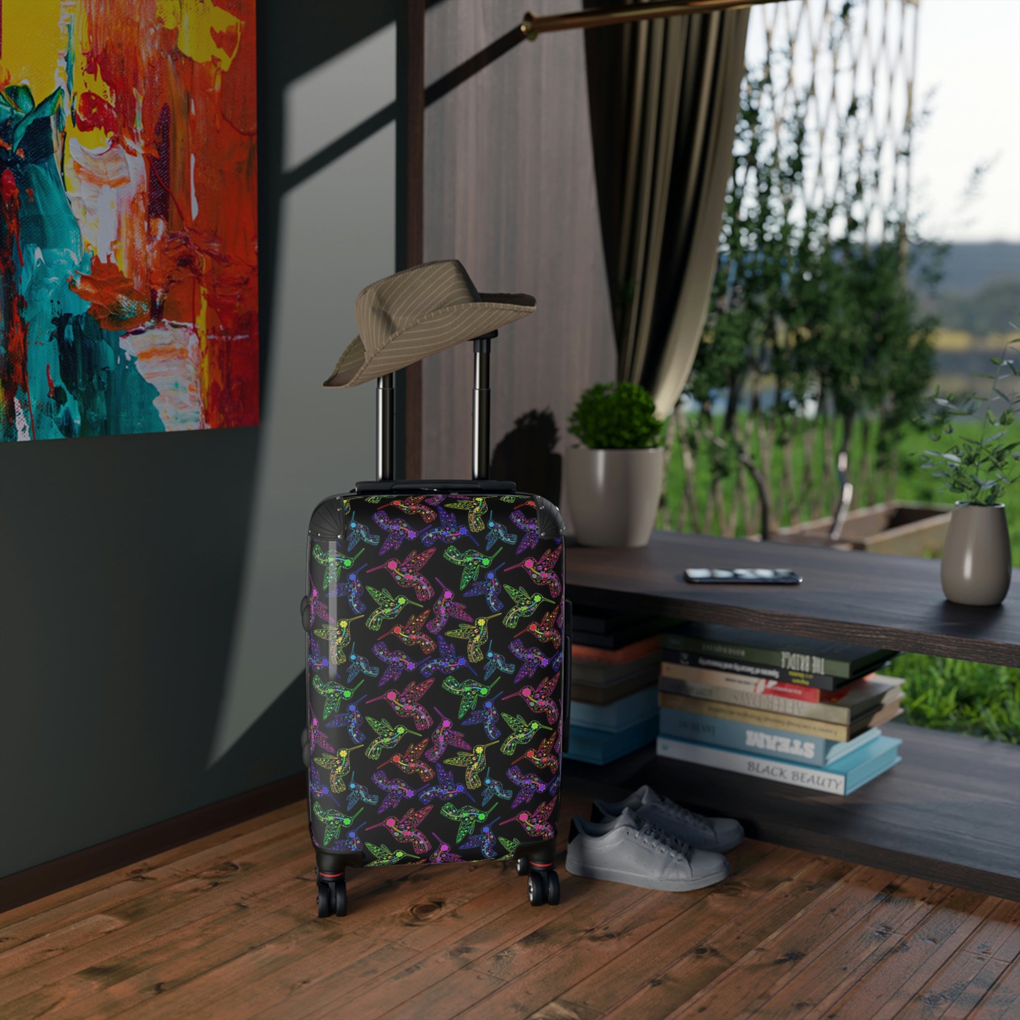 Floral Hummingbird Suitcases