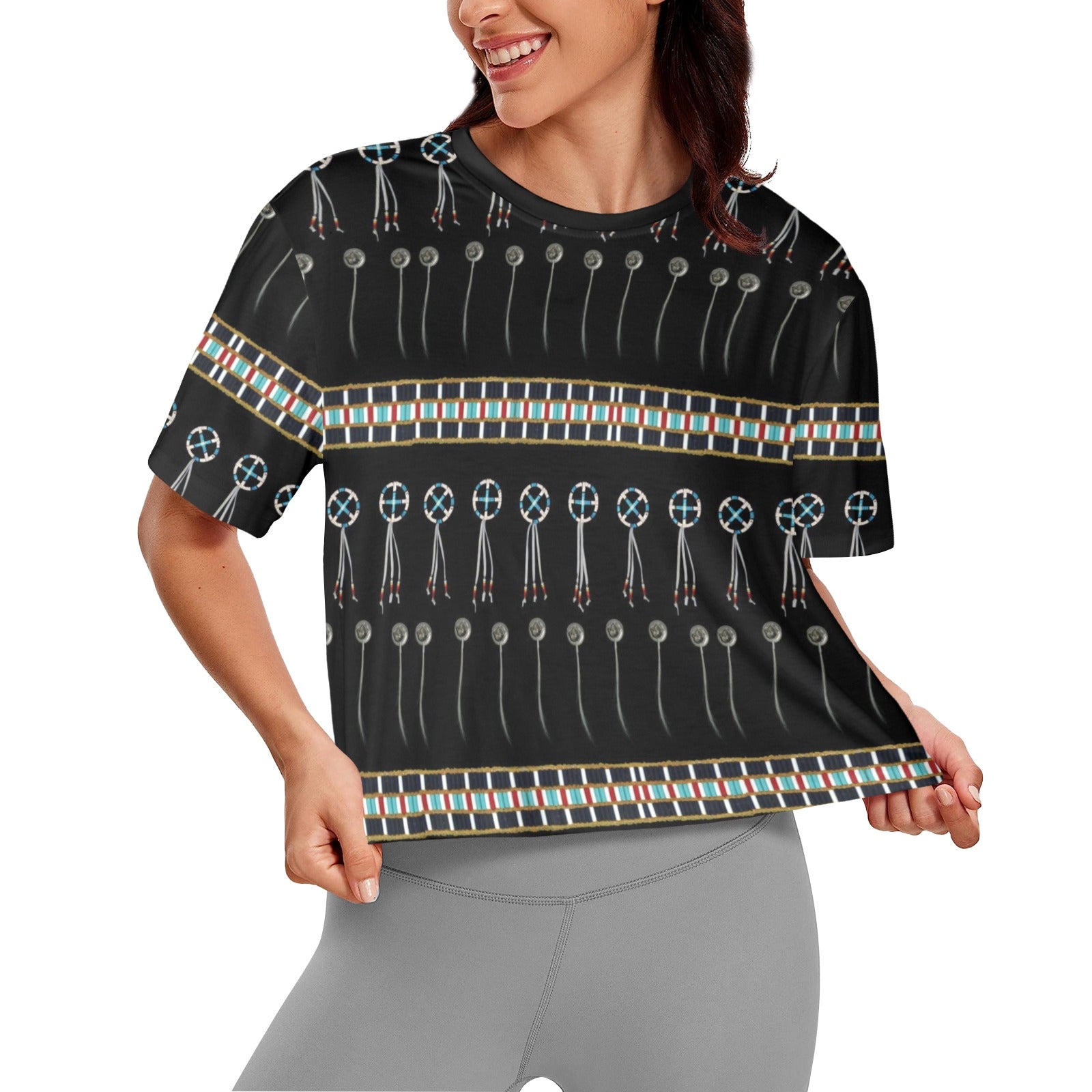 Beaded Bracelet Women's Cropped T-shirt