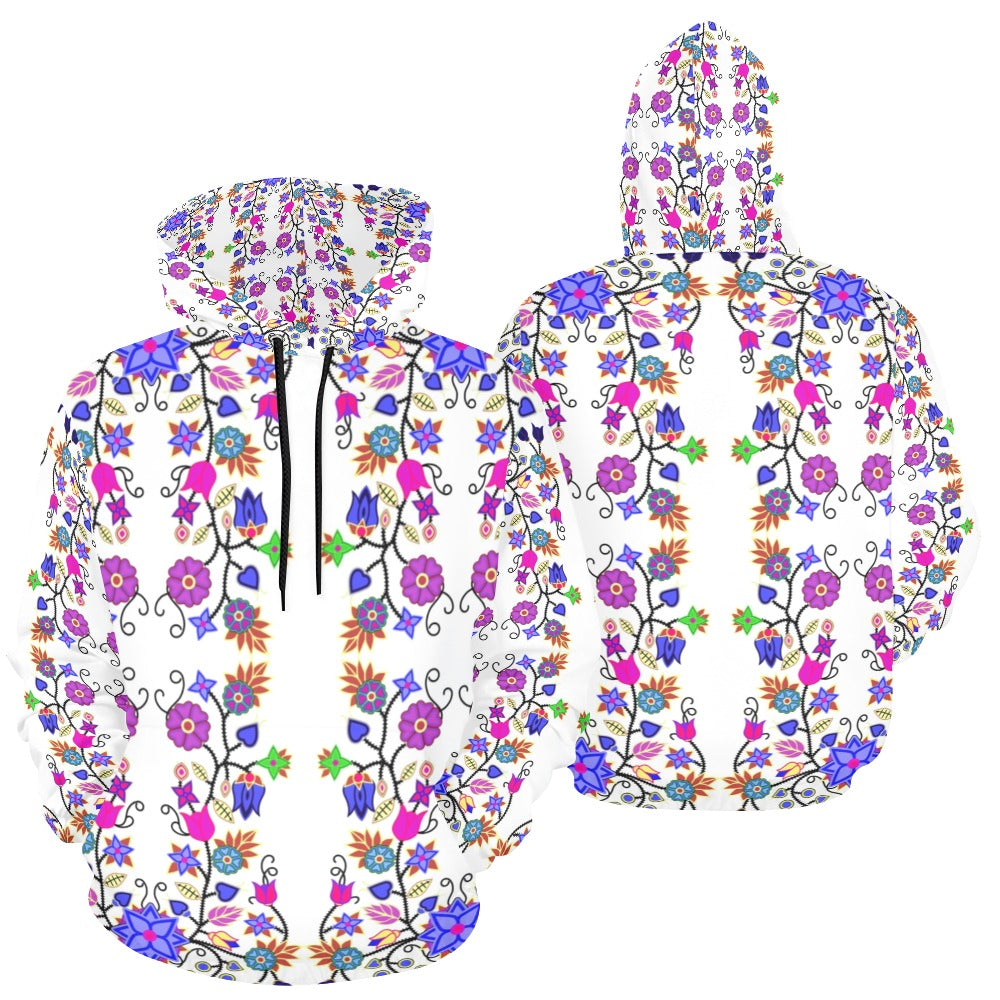 Floral Beadwork Seven Clans White Hoodie for Men (USA Size)