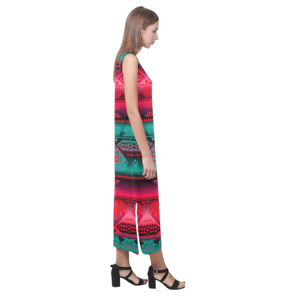 California Coast Summer Gather Phaedra Sleeveless Open Fork Long Dress (Model D08) Phaedra Sleeveless Open Fork Long Dress (D08) e-joyer